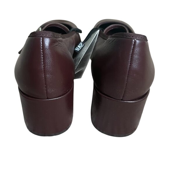 Zara Leather Burgundy Red Pumps Mary Jane Style Size 9 Block Heel, Buckled Strap - Picture 4 of 9